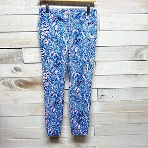 Lilly‎ Pulitzer Pants Womens 0 Pink Blue Kelly Skinny Ankle Tic Tac Tile Preppy